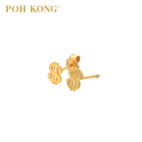 POH KONG 916/22K Gold Money Icon Stud Earrings