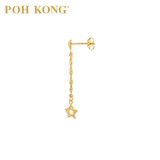 POH KONG 916/22K Yellow Gold Dangling Hand Drawn Star Earring