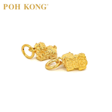 POH KONG 916/22K Yellow Gold Coin With Lion Pendant