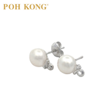 POH KONG 585/14K White Gold Pearl With Diamond Stud Earring