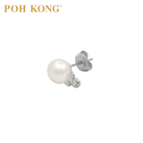 POH KONG 585/14K White Gold Pearl With Diamond Stud Earring