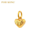 POH KONG 916/22K Yellow Gold Textured 3D Heart Pendant