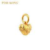 POH KONG 916/22K Yellow Gold Textured 3D Heart Pendant