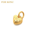 POH KONG 916/22K Yellow Gold Textured 3D Heart Pendant