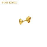 POH KONG 916/22K Gold Striped Heart Stud Earrings