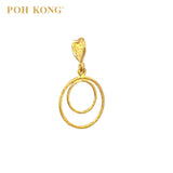 POH KONG 916/22K Yellow Gold Double Textured Circle Pendant