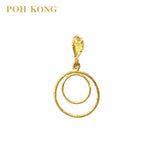 POH KONG 916/22K Yellow Gold Double Textured Circle Pendant