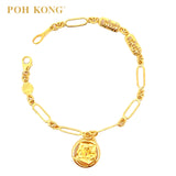 POH KONG 916/22K Yellow Gold Happy Love Double Happiness Rose Bracelet