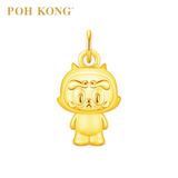 POH KONG 999/24K Gold Yuurei Neko Sama Daruma Pendant (Standing)