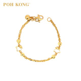 POH KONG 916/22K Yellow Gold Starry Carved Orbs Bracelet