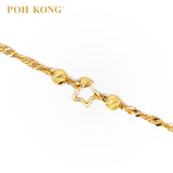 POH KONG 916/22K Yellow Gold Starry Carved Orbs Bracelet