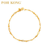 POH KONG 916/22K Yellow Gold Double Hearts Anklet