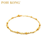 POH KONG 916/22K Yellow Gold Double Hearts Anklet