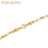 POH KONG 916/22K Yellow Gold Double Hearts Anklet