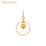 POH KONG 916/22K Yellow Gold Exquisite Round Shape With Heart Pendant