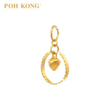 POH KONG 916/22K Yellow Gold Exquisite Round Shape With Heart Pendant