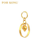 POH KONG 916/22K Yellow Gold Exquisite Round Shape With Heart Pendant