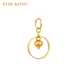 POH KONG 916/22K Yellow Gold Exquisite Round Shape With Heart Pendant