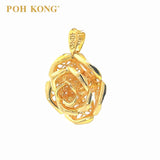 POH KONG 916/22K Yellow Gold Happy Love Exquisite Rose Charm Pendant