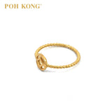 POH KONG 916/22K Yellow Gold Ancient Coin Carved Beads Ring