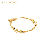 POH KONG 916/22K Yellow Gold Starry Carved Orbs Bracelet