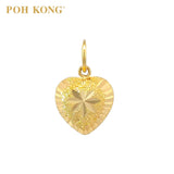 POH KONG 916/22K Yellow Gold Frosted 3D Heart Pendant