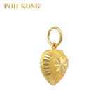 POH KONG 916/22K Yellow Gold Frosted 3D Heart Pendant