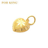 POH KONG 916/22K Yellow Gold Frosted 3D Heart Pendant