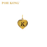 POH KONG 916/22K Gold Exquisite Heart Shape Pendant With Alphabet K