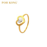 POH KONG 916/22K Yellow Gold Double Heart With White Gold Ring