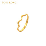 POH KONG 916/22K Gold Half Wave Design Ring