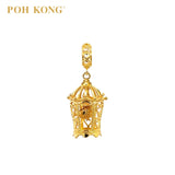 POH KONG 916/22K Gold Double Heart Pattern Birdcage Pendant