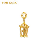 POH KONG 916/22K Gold Double Heart Pattern Birdcage Pendant