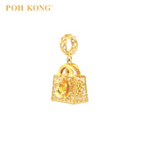 POH KONG 916/22K Yellow Gold Totebag With Flower Pendant