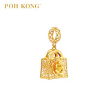 POH KONG 916/22K Yellow Gold Totebag With Flower Pendant