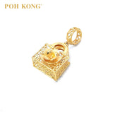 POH KONG 916/22K Yellow Gold Totebag With Flower Pendant