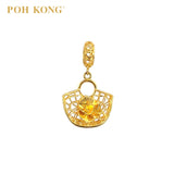 POH KONG 916/22K Yellow Gold Semicircle Shopper Bag With Flower Pendant