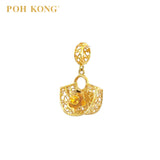 POH KONG 916/22K Yellow Gold Semicircle Shopper Bag With Flower Pendant