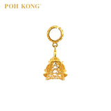 POH KONG 916/22K Yellow Gold Semicircle Shopper Bag With Flower Pendant