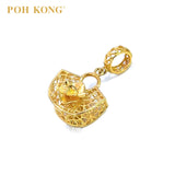 POH KONG 916/22K Yellow Gold Semicircle Shopper Bag With Flower Pendant