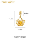 POH KONG 916/22K Yellow Gold Semicircle Shopper Bag With Flower Pendant