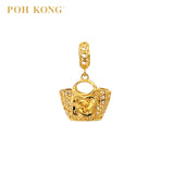 POH KONG 916/22K Yellow Gold Shopper Bag With Flower Pendant