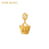 POH KONG 916/22K Yellow Gold Shopper Bag With Flower Pendant