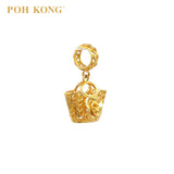 POH KONG 916/22K Yellow Gold Shopper Bag With Flower Pendant