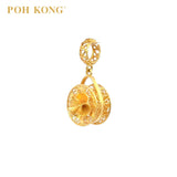 POH KONG 916/22K Yellow Gold Canteen Bag With Flower Pendant