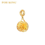 POH KONG 916/22K Yellow Gold Canteen Bag With Flower Pendant