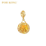 POH KONG 916/22K Yellow Gold Canteen Bag With Flower Pendant