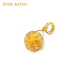 POH KONG 916/22K Yellow Gold Canteen Bag With Flower Pendant