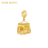 POH KONG 916/22K Yellow Gold Frame Handbag With Flower Pendant