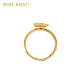 POH KONG 916/22K Gold Five Petal Flower Hollow Ring